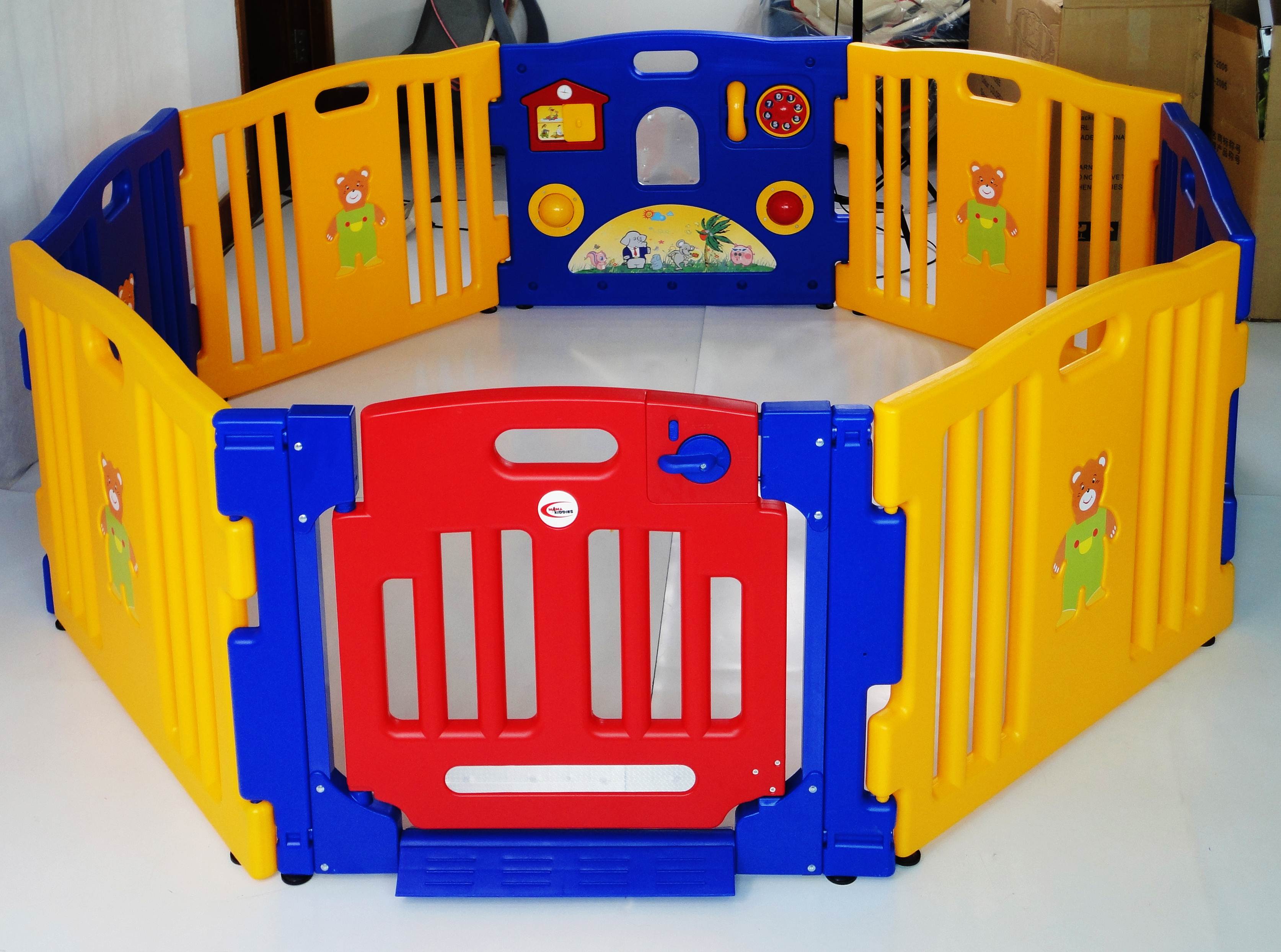 new baby kids interactive playpen play pen with gate safety gate